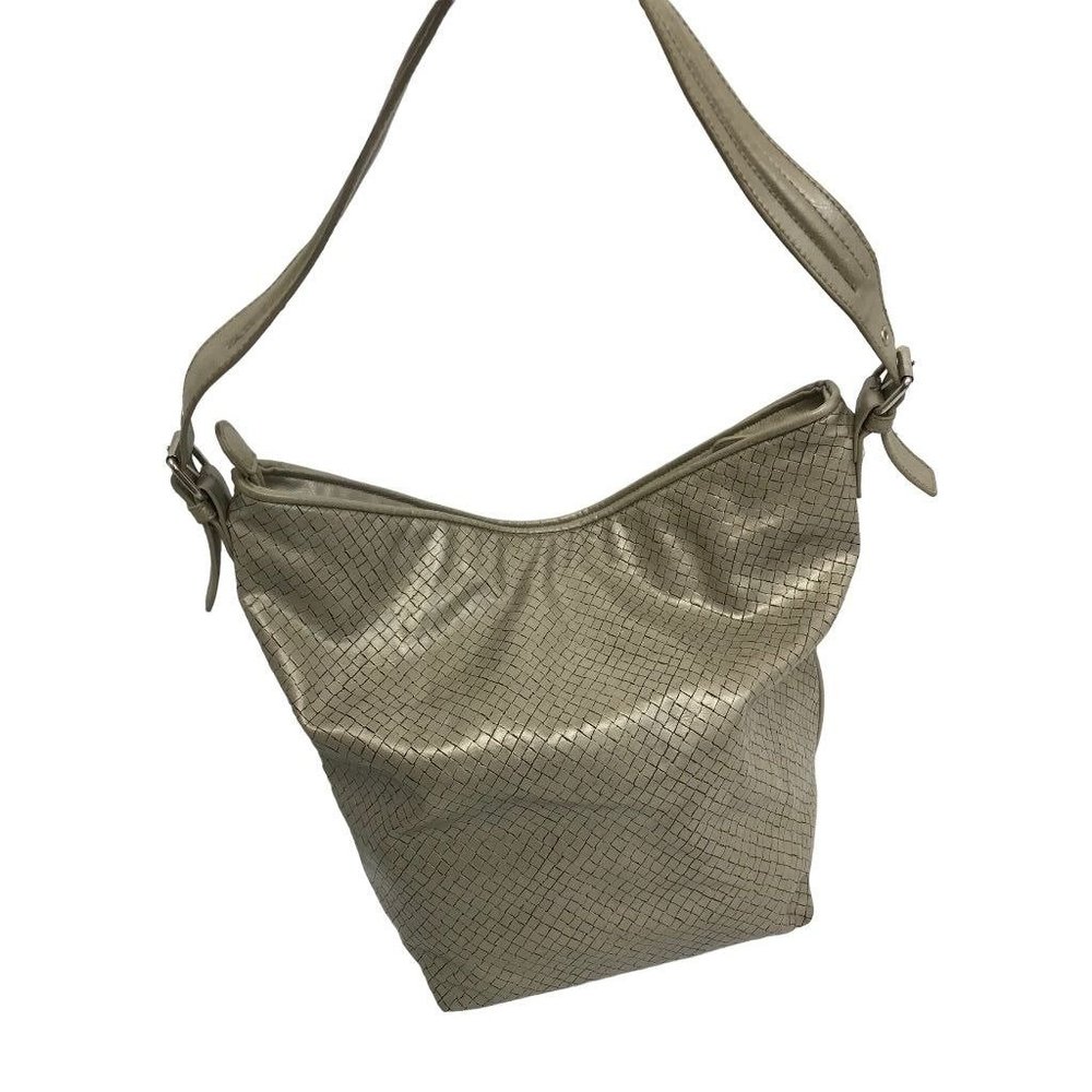 Bueno Gold Faux Leather Shoulder Bag Woven Look and Detatchable Change Purse